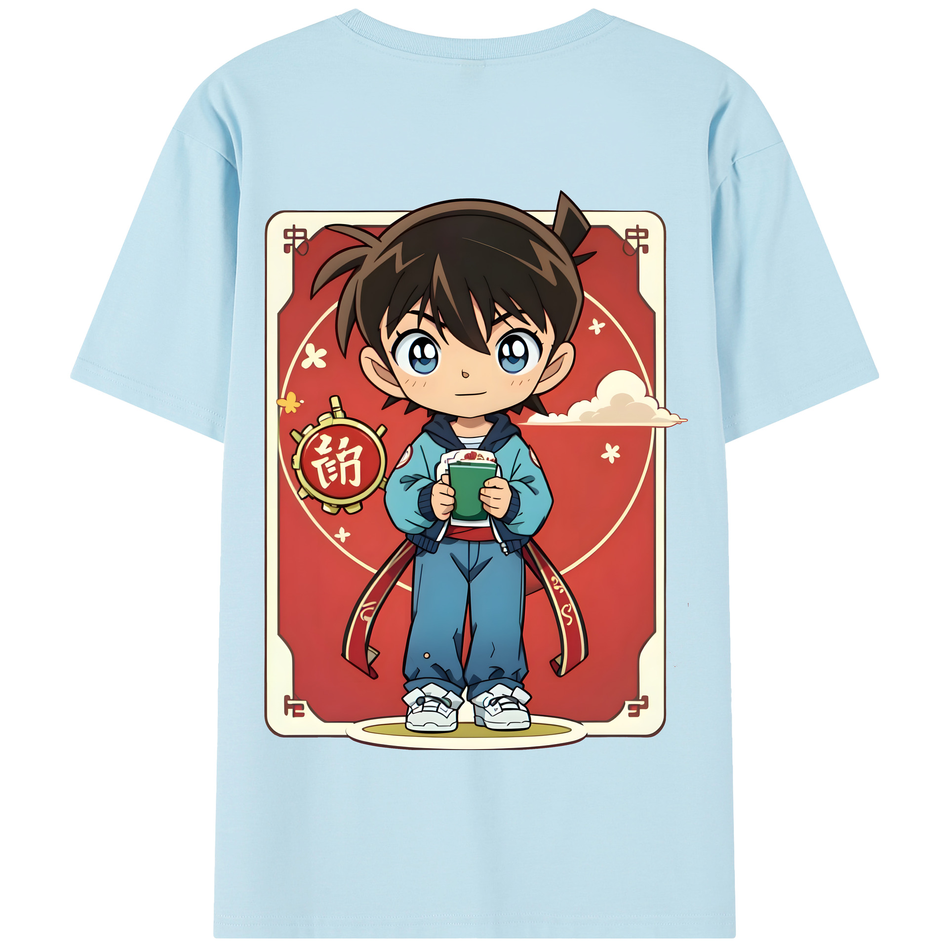 （画像用） 名探偵コナン 江戸川 コナン Detective Conan Conan Edogawa 綿100％半袖Tシャツ（背面プリント）